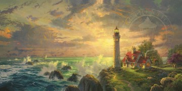 Thomas Kinkade Painting - La luz guía El paisaje de Thomas Kinkade